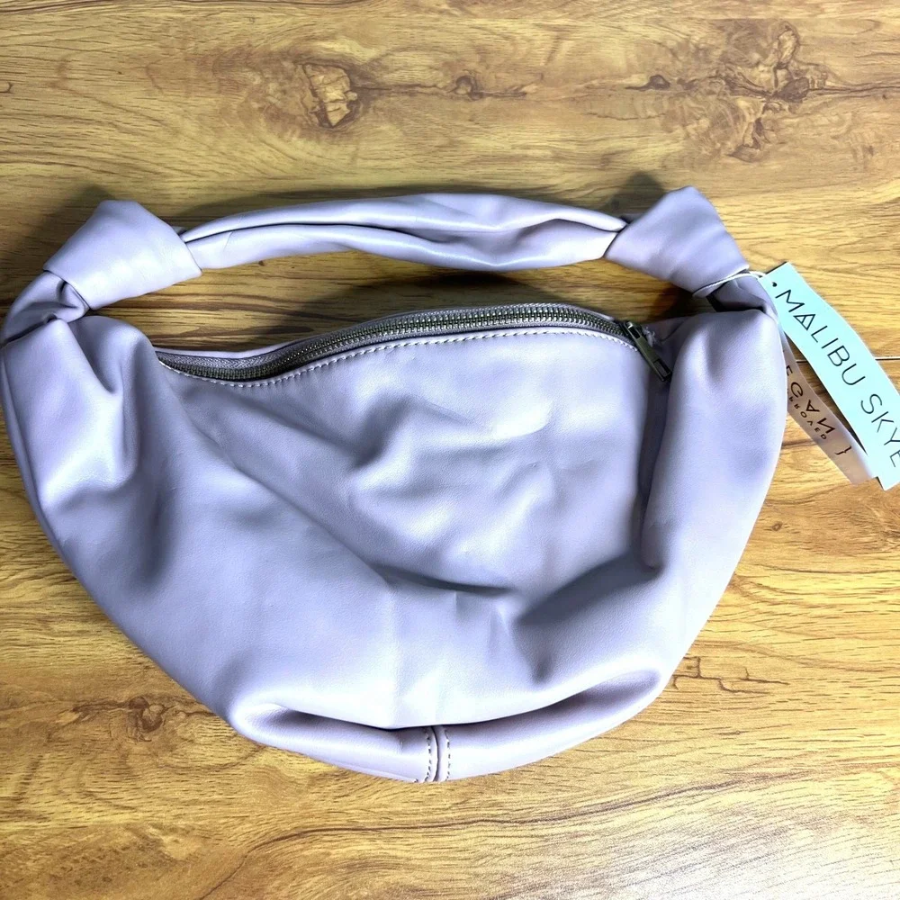 Malibu Skye Handbag Light Pink Vegan Leather Knotted Hobo Shoulder Bag NWT